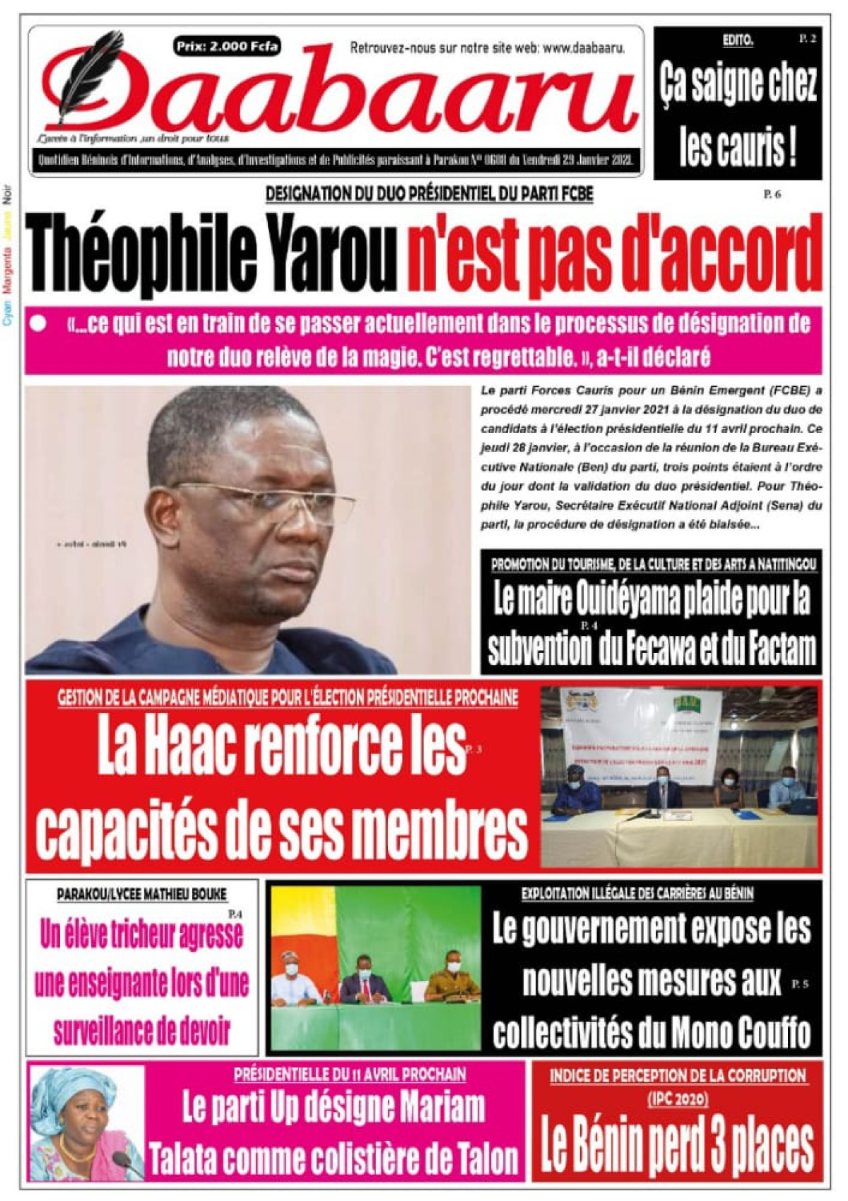 Parution du vendredi 29 janvier 2021