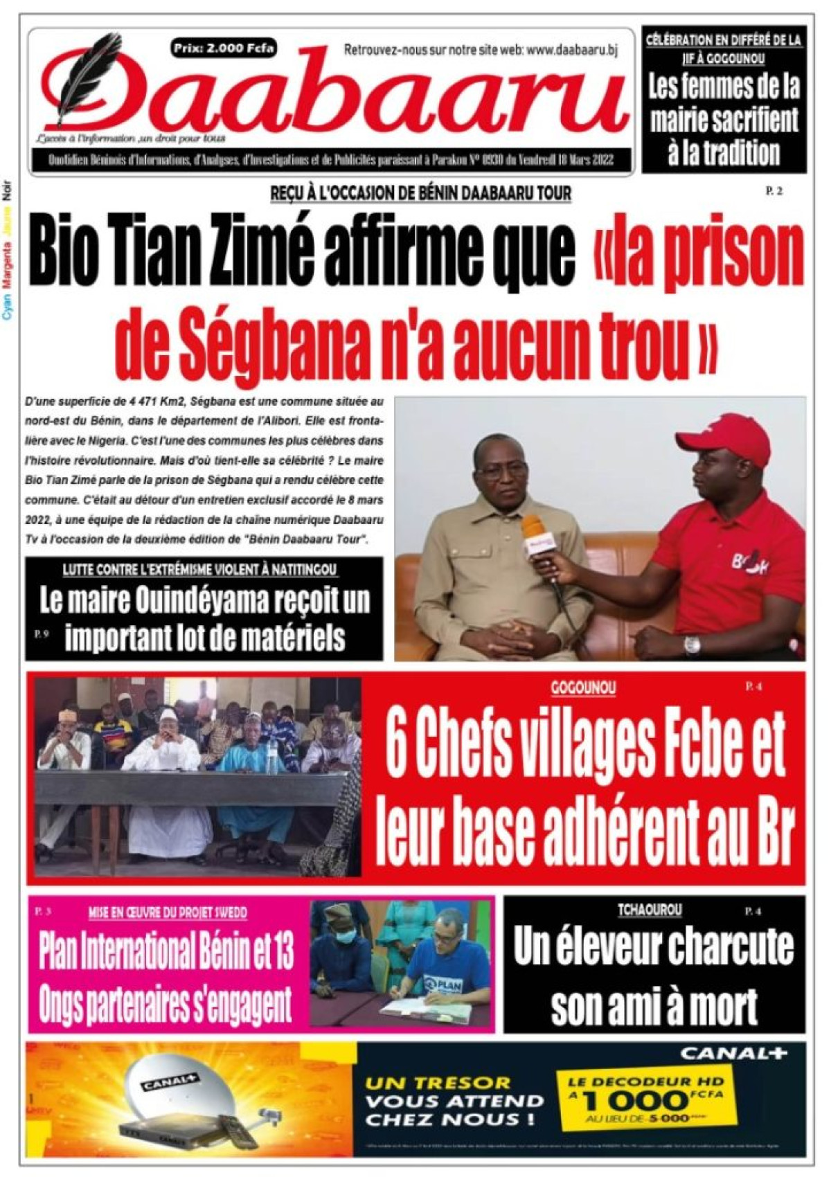 UNE DU VENDREDI 18 MARS 2022