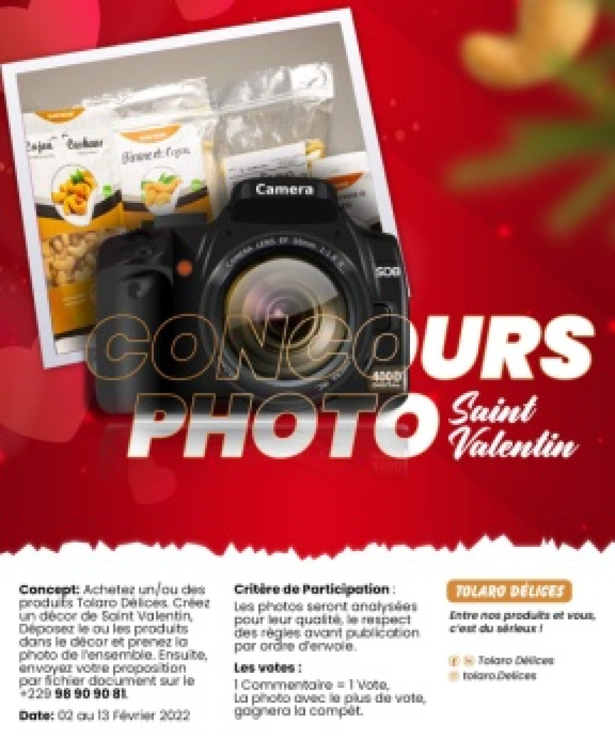 À L&rsquo;OCCASION DE LA SAINT-VALENTIN : Tolaro Délices organise un jeu concours en photographie