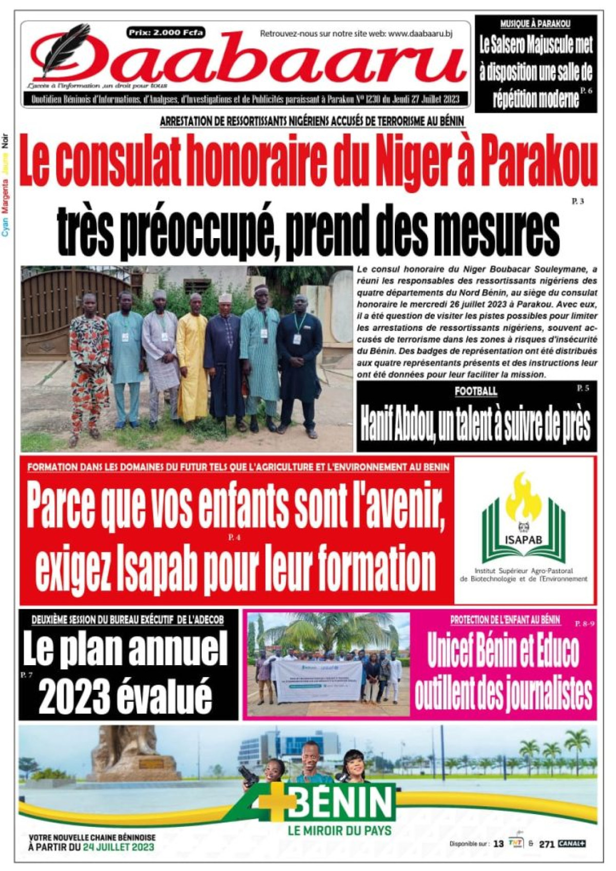 UNE DU JEUDI 27 JUILLET 2023