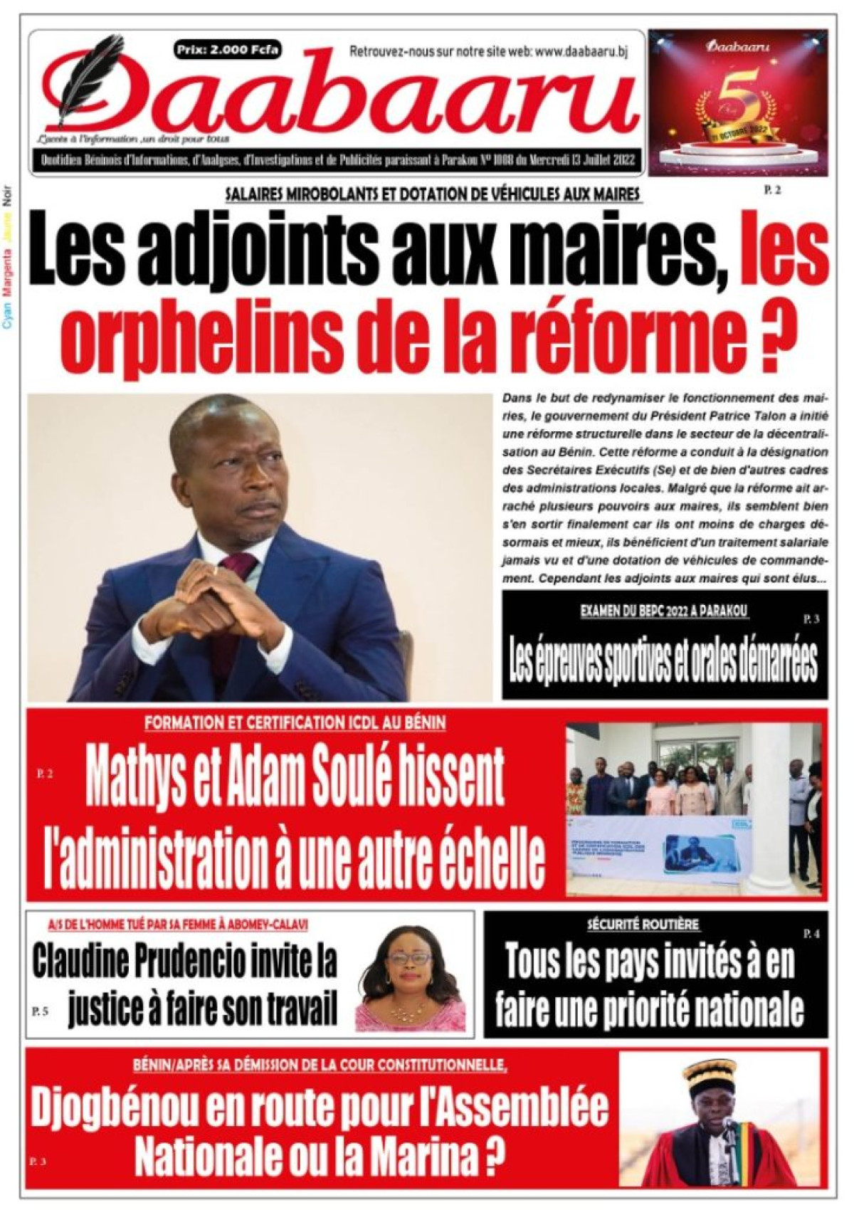 UNE DU MERCREDI 13 JUILLET 2022