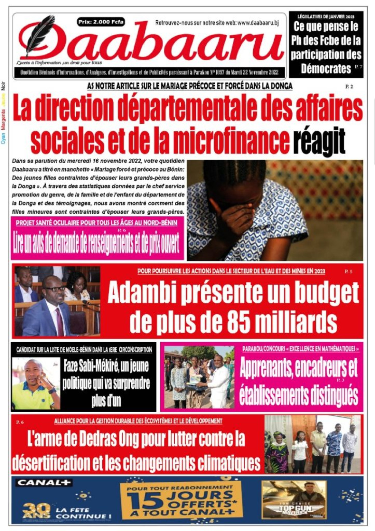 UNE DU MARDI 22 NOVEMBRE 2022