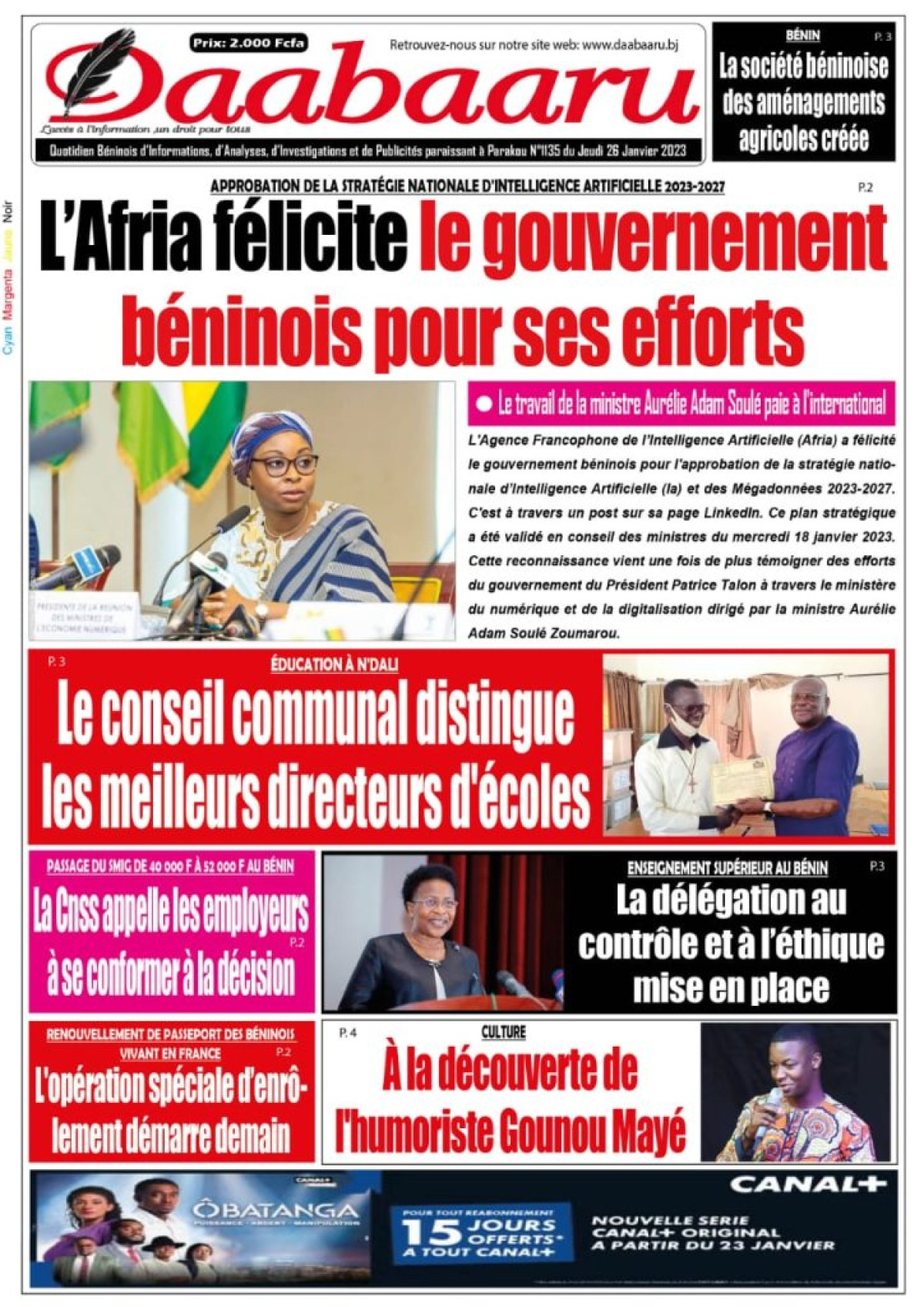 UNE DU JEUDI 26 JANVIER 2023