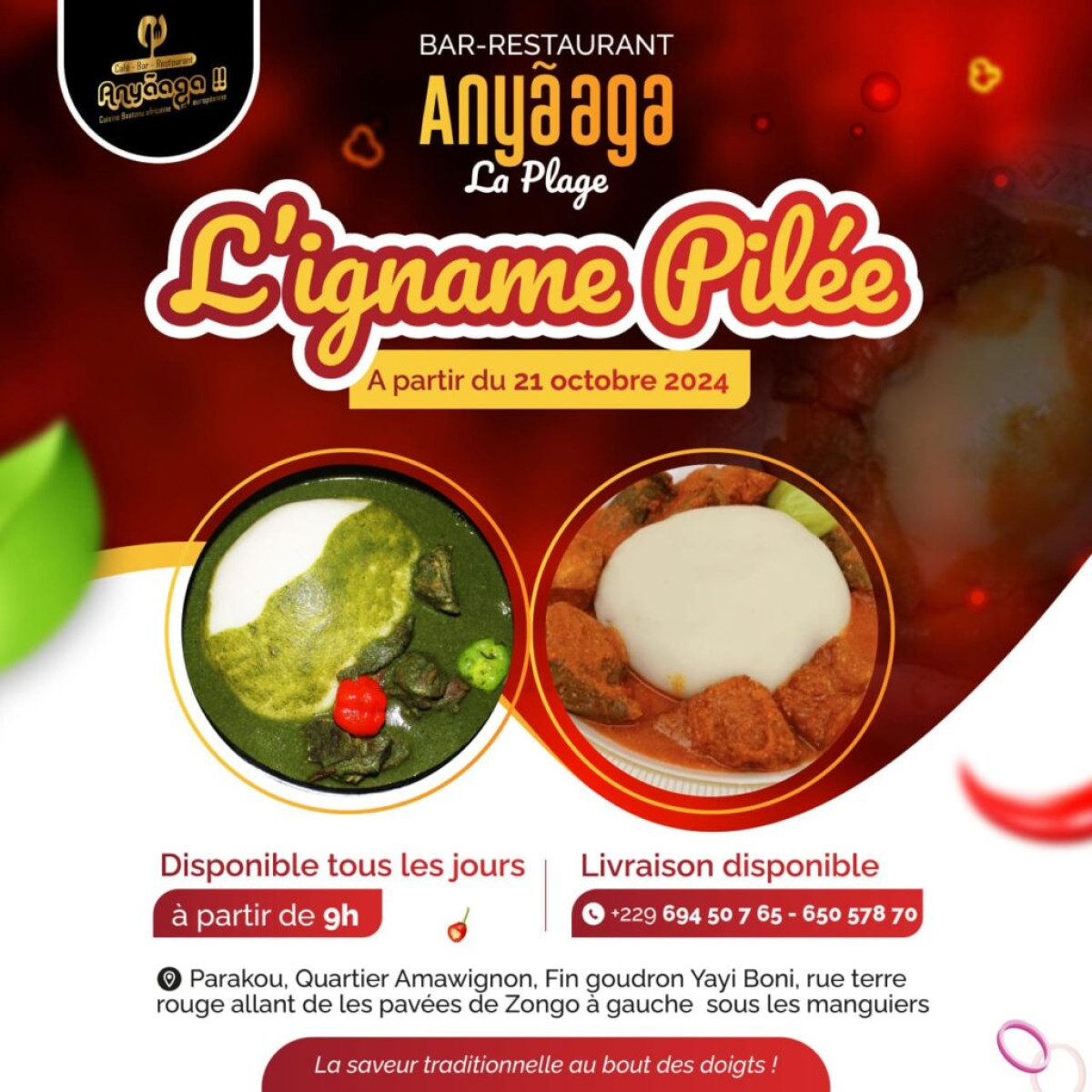 POUR DÉGUSTER DE LA BONNE IGNAME PILÉE À PARAKOU  : Le Bar-restaurant Anyãaga, pour un régal 