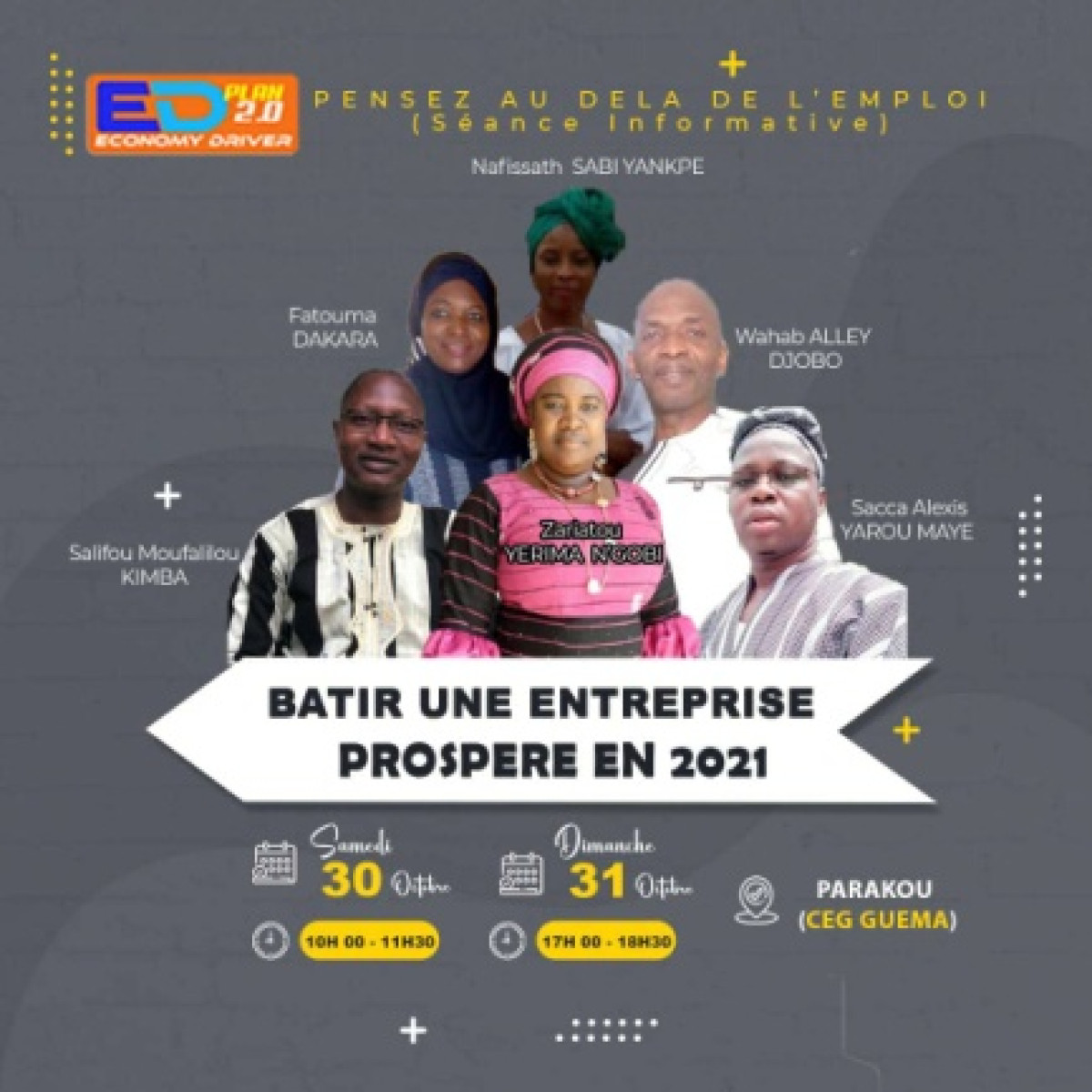 SEANCE D’INFORMATION SUR LES AVANTAGES DE L’ENTREPRENEURIAT : C’est du 30 au 31 octobre prochain au Ceg-Guèma de Parakou