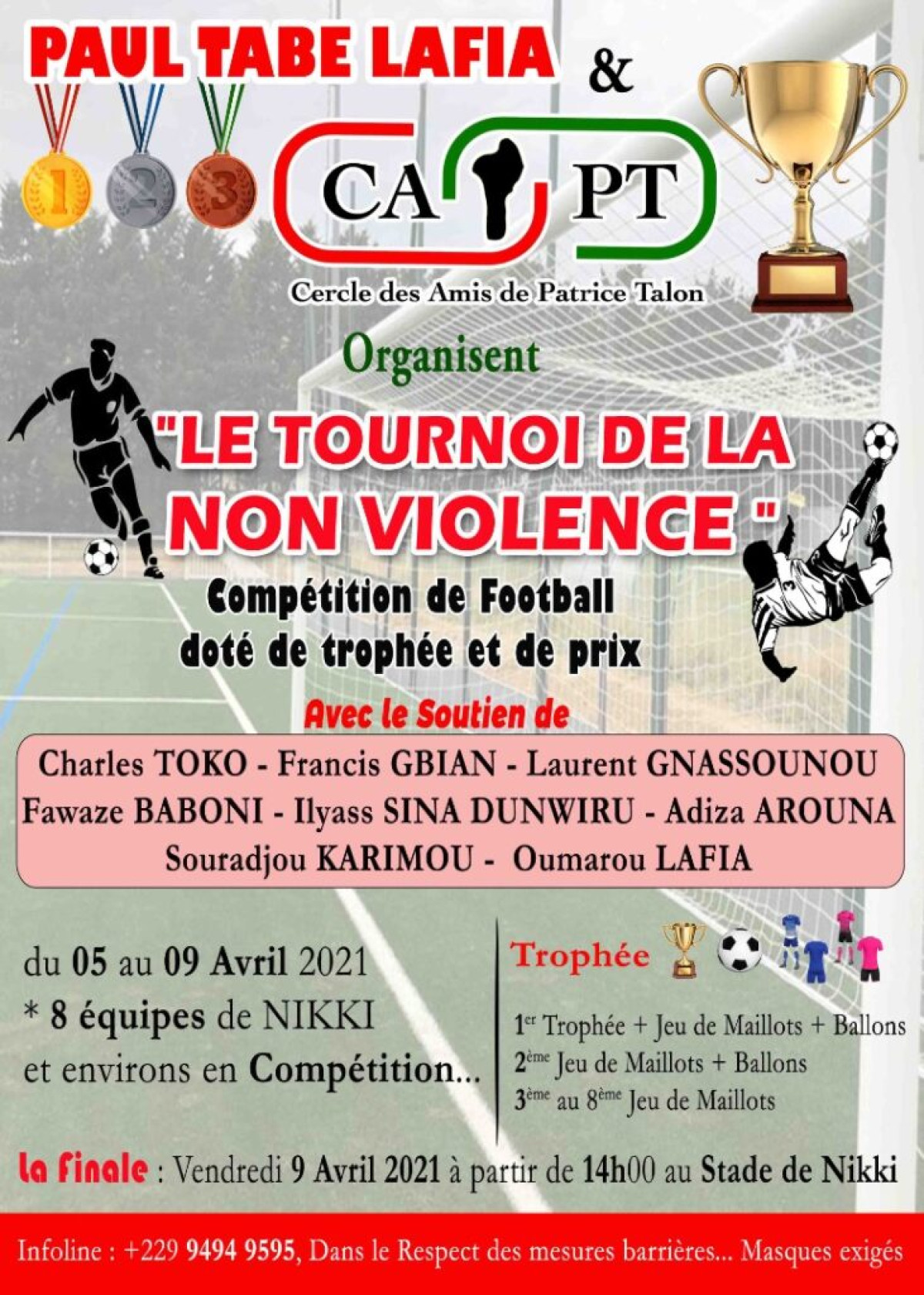 TOURNOI DE LA NON VIOLENCE A NIKKI : Lafia Joseph # Sérékali, l&rsquo;affiche de la finale . Les populations remercient le président Paul Tabé Lafia et le Capt