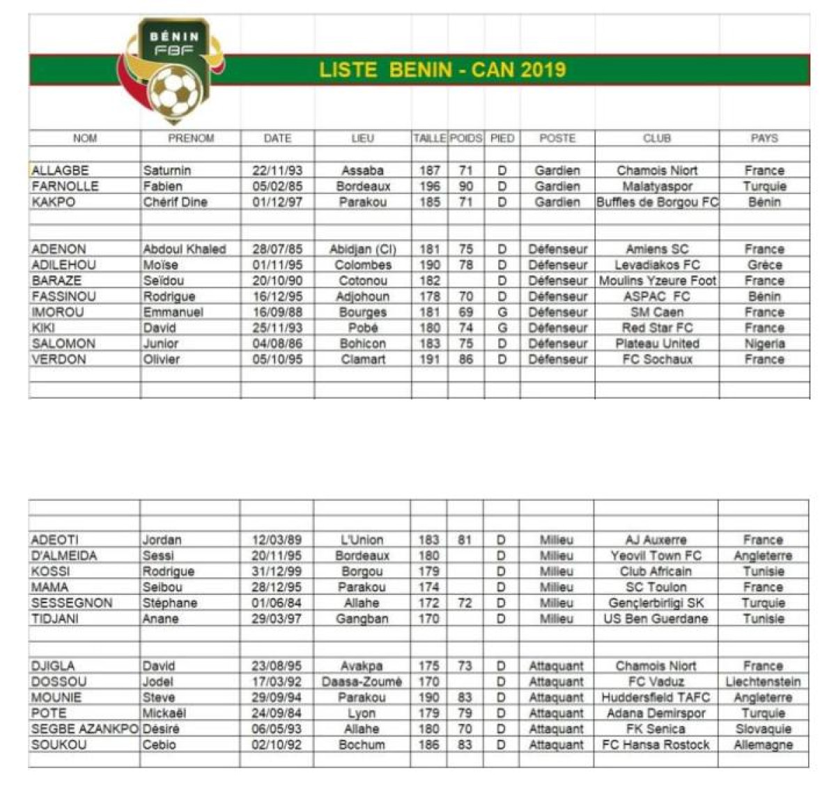 CAN EGYPTE 2019 : Voici la liste de Dussuyer
