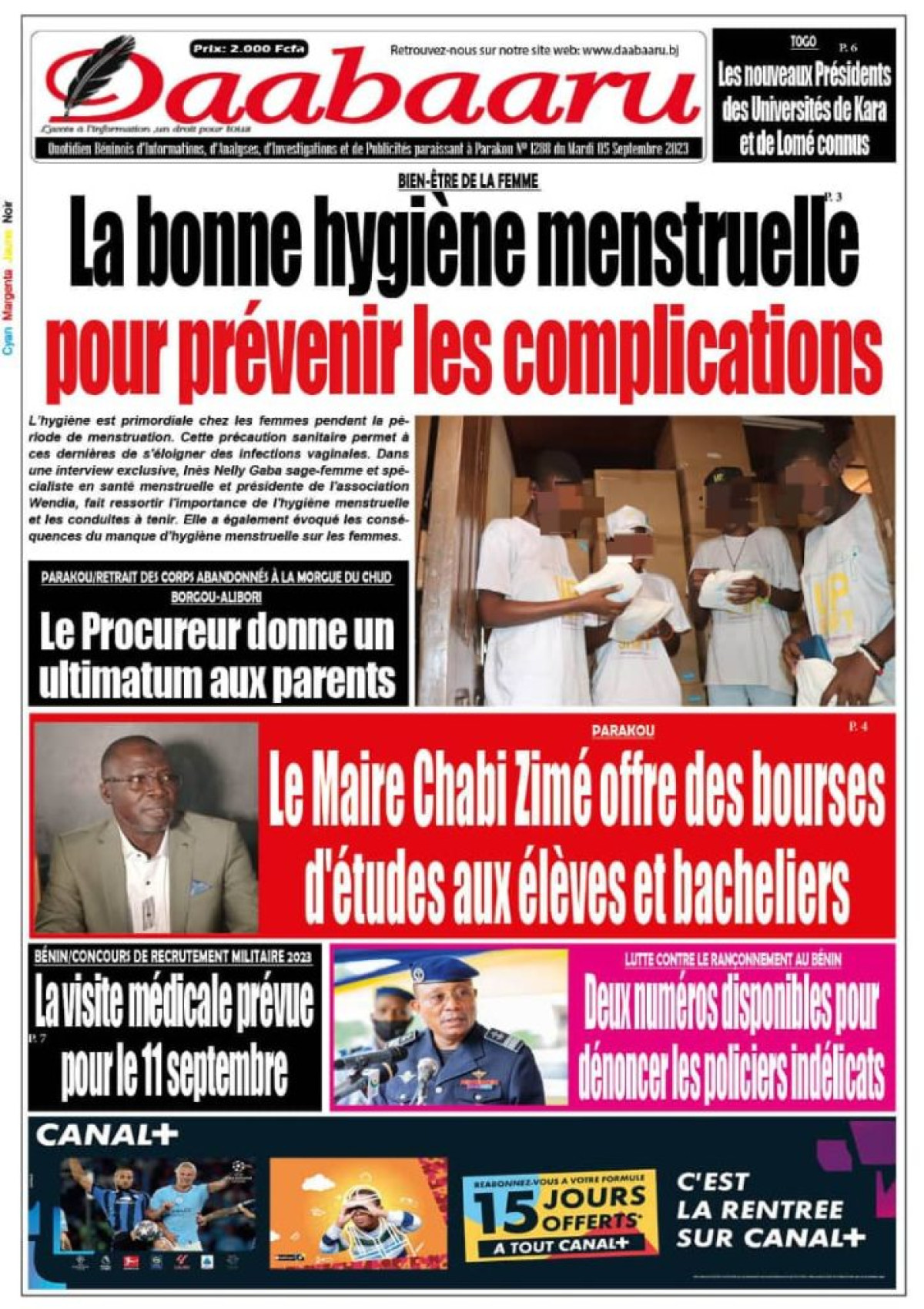 UNE DU MARDI 5 SEPTEMBRE 2023