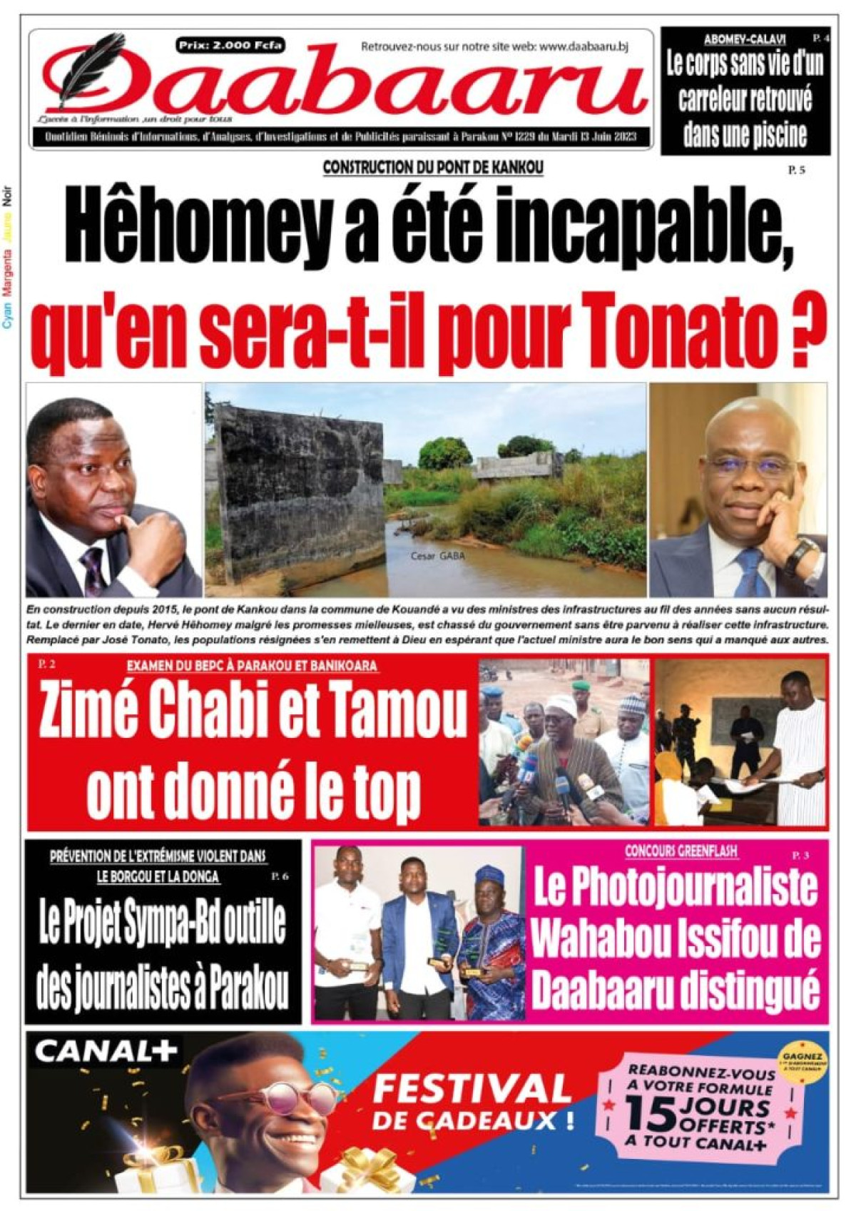 UNE DU MARDI 13 JUIN 2023