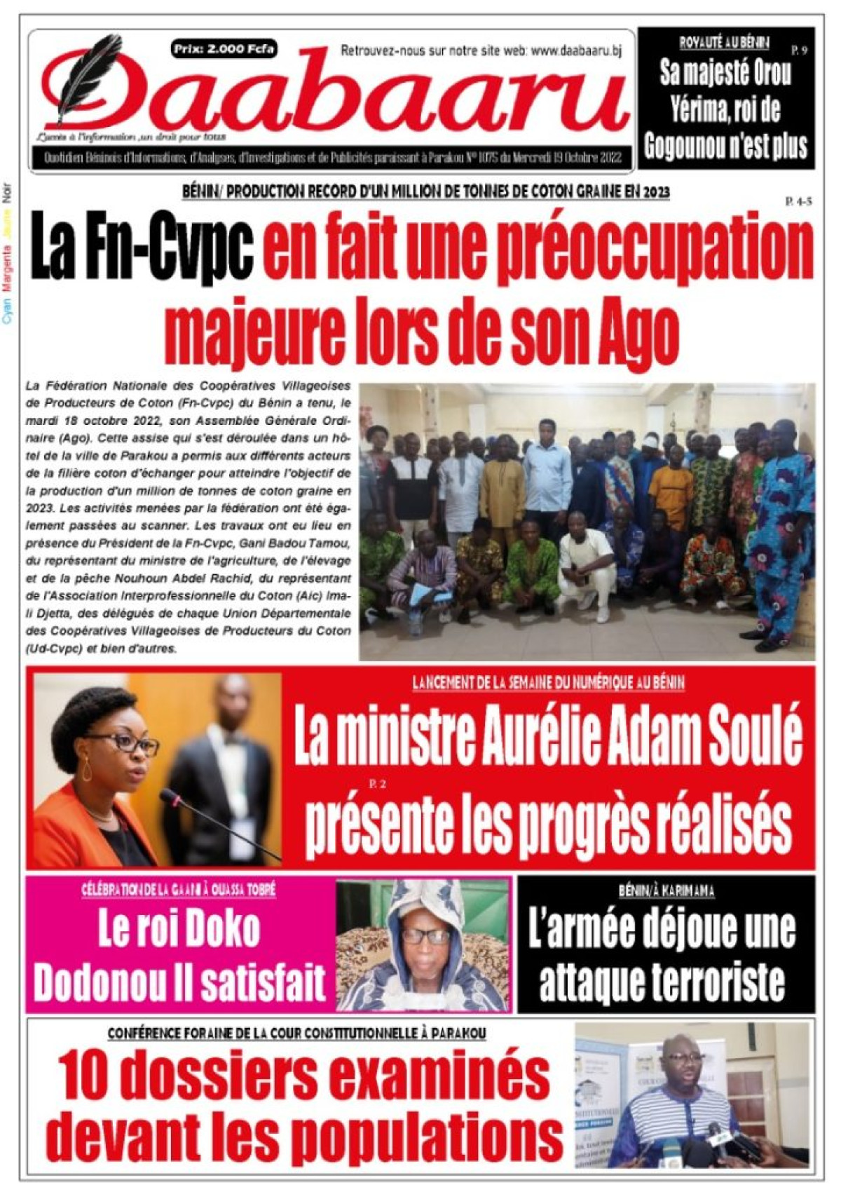 UNE DU MERCREDI 19 OCTOBRE 2022
