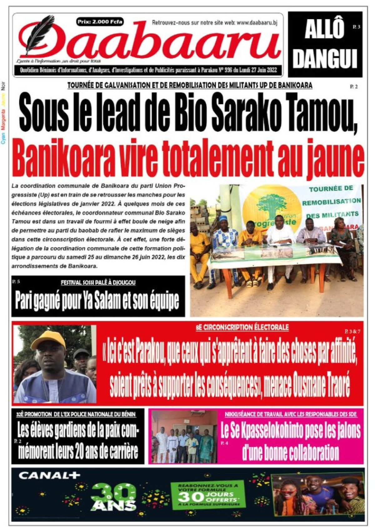 UNE DU LUNDI 27 JUIN 2022