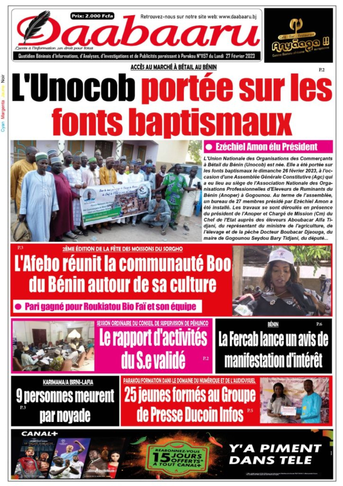 UNE DU LUNDI 27 FÉVRIER 2023