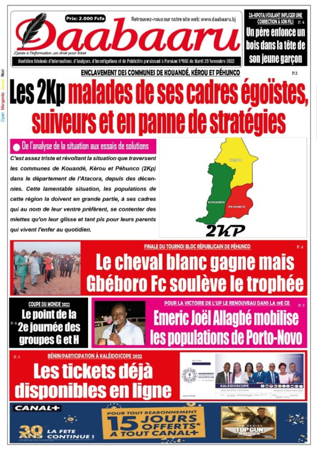 UNE DU MARDI 29 NOVEMBRE 2022