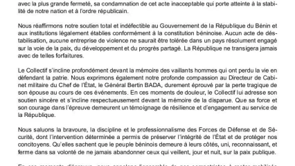 Coup d'état déjoué à Cotonou :Le collectif des Chefs ou Directeurs de Cabinet des Maires réagit