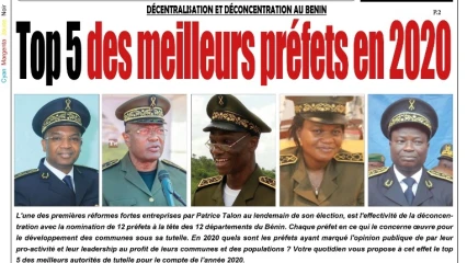 DÉCENTRALISATION ET DÉCONCENTRATION AU BENIN : Top 5 des meilleurs préfets en 2020