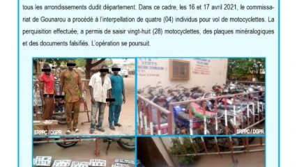 GOGOUNOU : 4 individus interpellés pour vol de motos