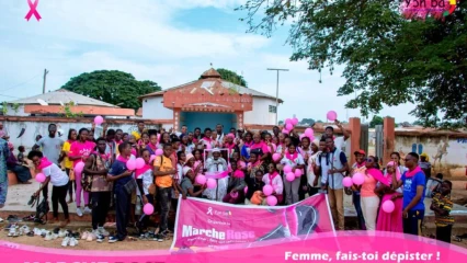 GRANDE MARCHE ROSE À PARAKOU :  L&rsquo;association Yonba œuvre pour la lutte contre le cancer du sein  . Goura Orou Wianso et Kadiri Sanni Ogbon satisfaits de la mobilisation 