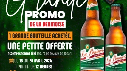 GRANDE PROMOTION DE LA BOISSON BÉNINOISE À PARAKOU : Une grande bouteille achetée, une petite offerte