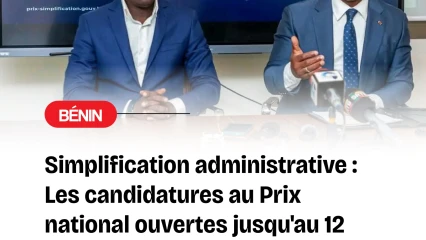 Prix national de la simplification administrative: la plateforme de soumission ouverte jusqu'au 12 novembre