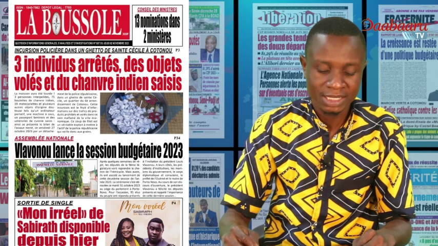 Revue des titres de ce jeudi 02 novembre 2023 sur Daabaaru TV