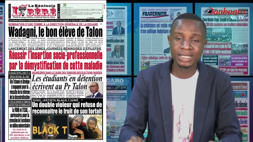 REVUE DES TITRES DE CE MERCREDI 15 NOVEMBRE 2023 SUR DAABAARU TV. Présentation Hermann HOUNSOU