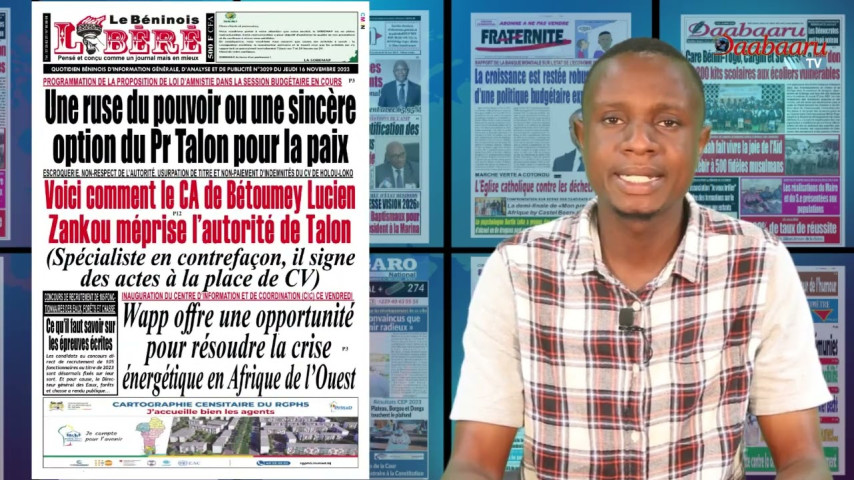 REVUE DES TITRES DE CE JEUDI 16 NOVEMBRE 2023 SUR DAABAARU TV
